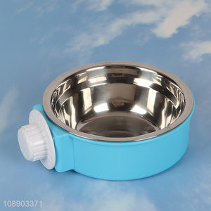 Good sale pet removable hanging 2-in-1 plastic <em>bowl</em> & stainless steel <em>bowl</em>