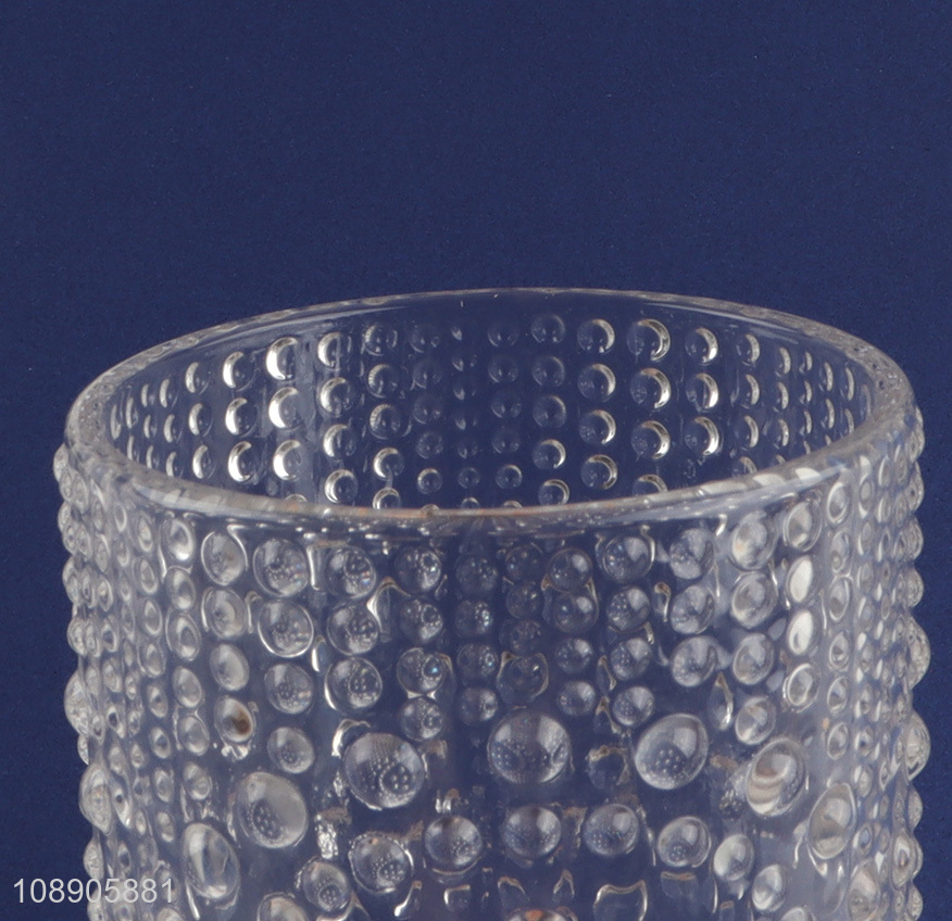 Factory wholesale clear embossed glass water cup drinking cup