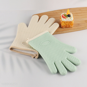 Good quality thick heat resistant non-slip waterproof wilicone oven mitt