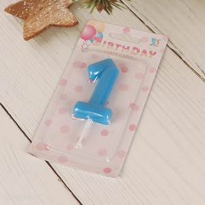 Top quality blue number 1 birthday party candle for decoration