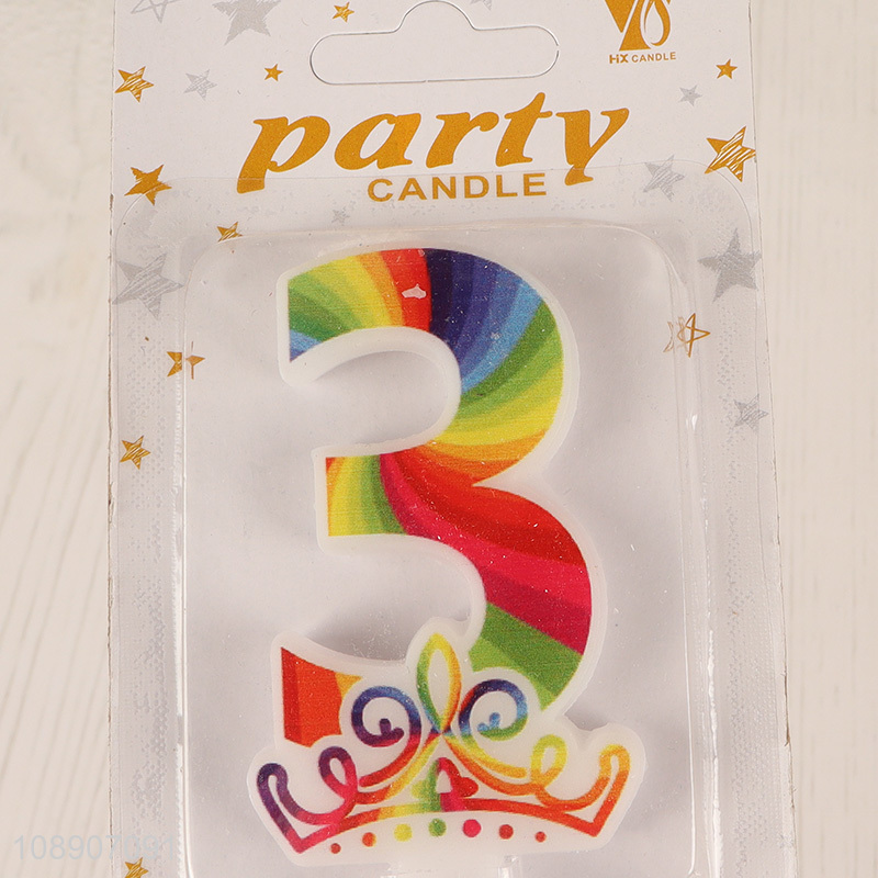 Top selling rainbow color number candle birthday party candle