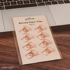 Latest products 8pcs creative school office paper clips metal clips