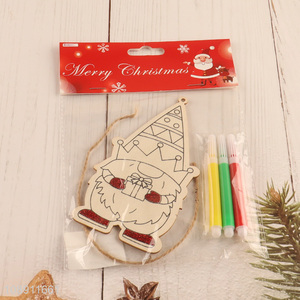 Wholesale DIY Coloring Christmas Wooden Gnome Pendants for Holiday Decor