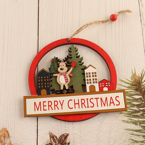 Factory Price Christmas Wooden Hollow Ornaments Painted Wooden Pendants