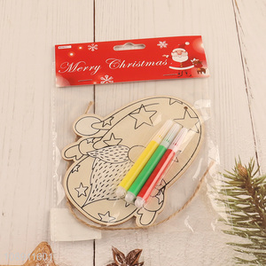 Hot Selling DIY Coloring Christmas Wooden Gnome Pendants for Indoor Decor