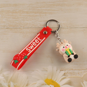 Good Price Kawaii Cartoon Deer Silicone Key Chain for Kids