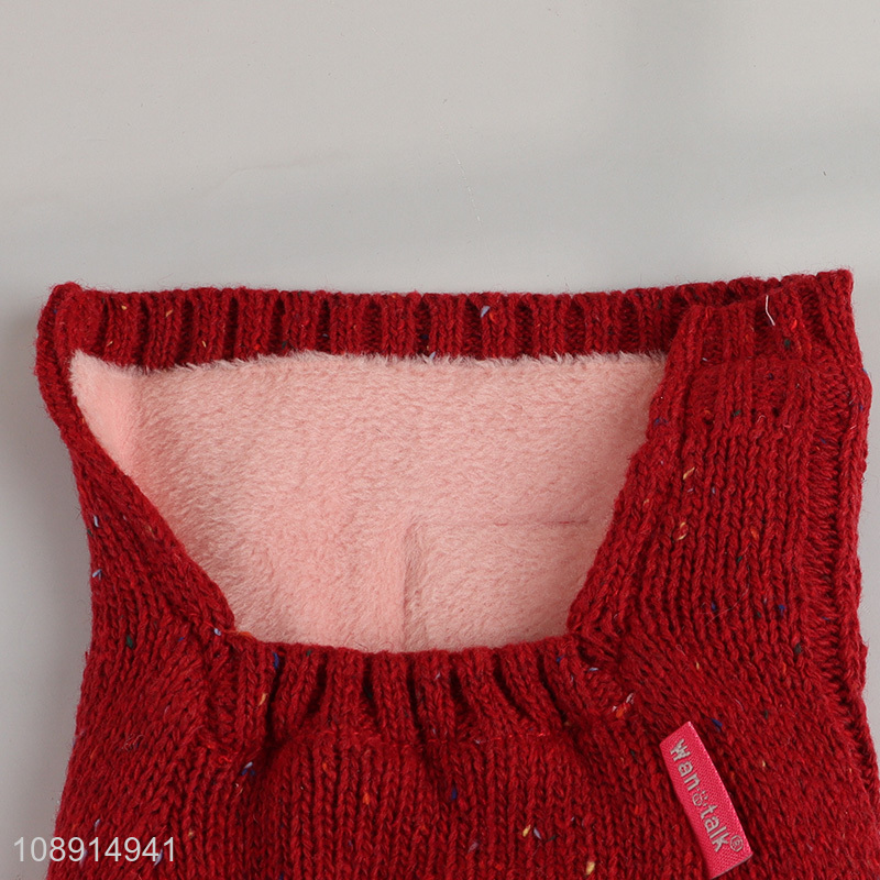 Wholesale winter dog clothes fleece lined knitted dog sweater