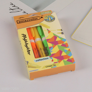 Latest design non-toxic school office stationery highlighter pen set