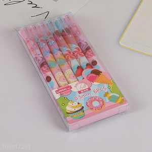 High quality erasable 6pcs cartoon gel ink pen for sale