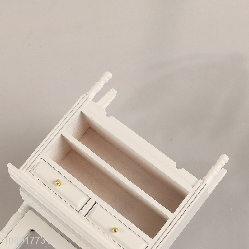 Wholesale 1:12 scale doll house dresser solid wood makeup dressing table