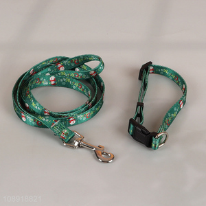 Factory Supply Heavy Duty Christmas <em>Dog</em> Collar and <em>Leash</em> Set