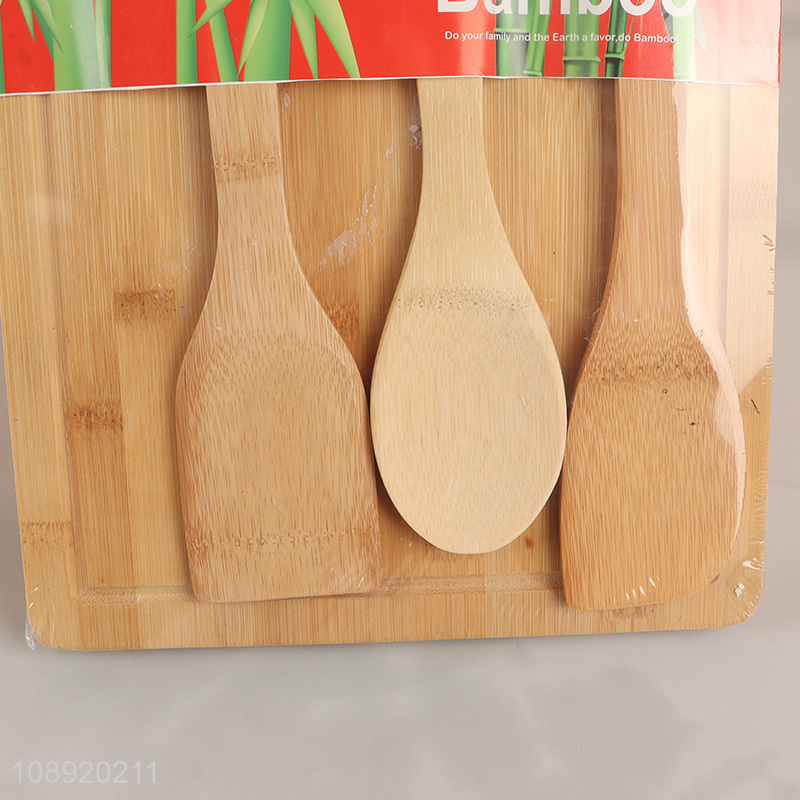 Factory supply bamboo meat chopping board and kitchen utensils set