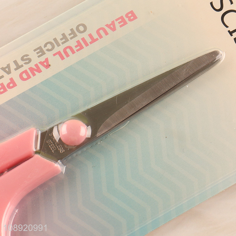 New design pink school office paper scissors for students