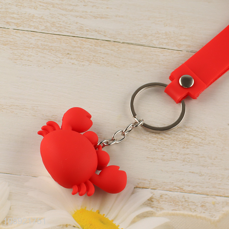 New arrival multicolor silicone crab pendant keychain wholesale