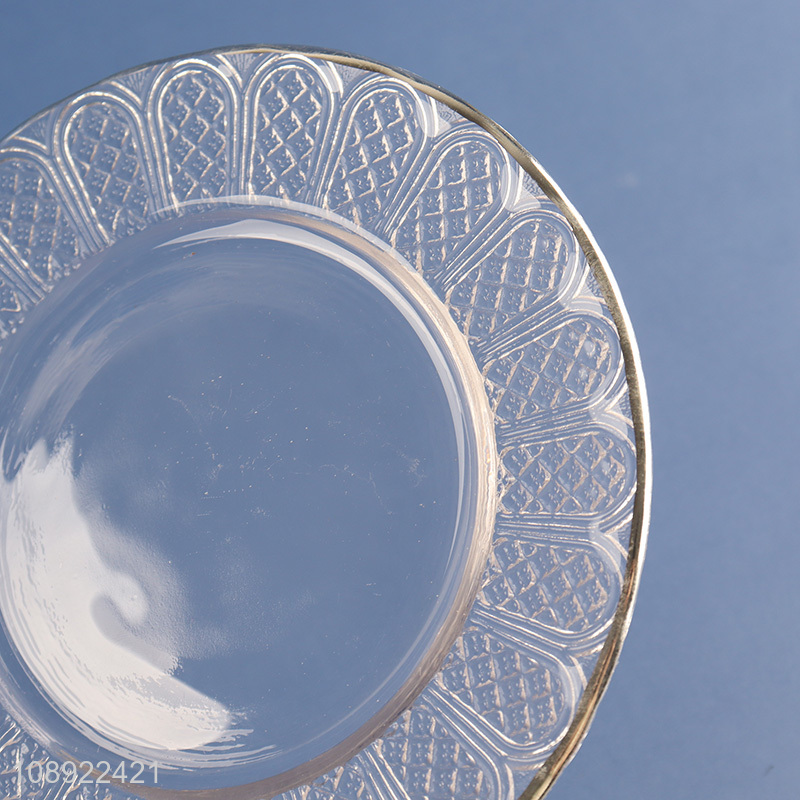 High quality round clear glass fruit plate dinner plate for sale