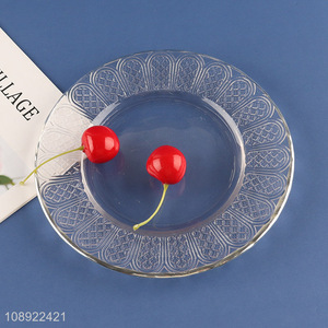 High quality round clear glass fruit <em>plate</em> dinner <em>plate</em> for sale