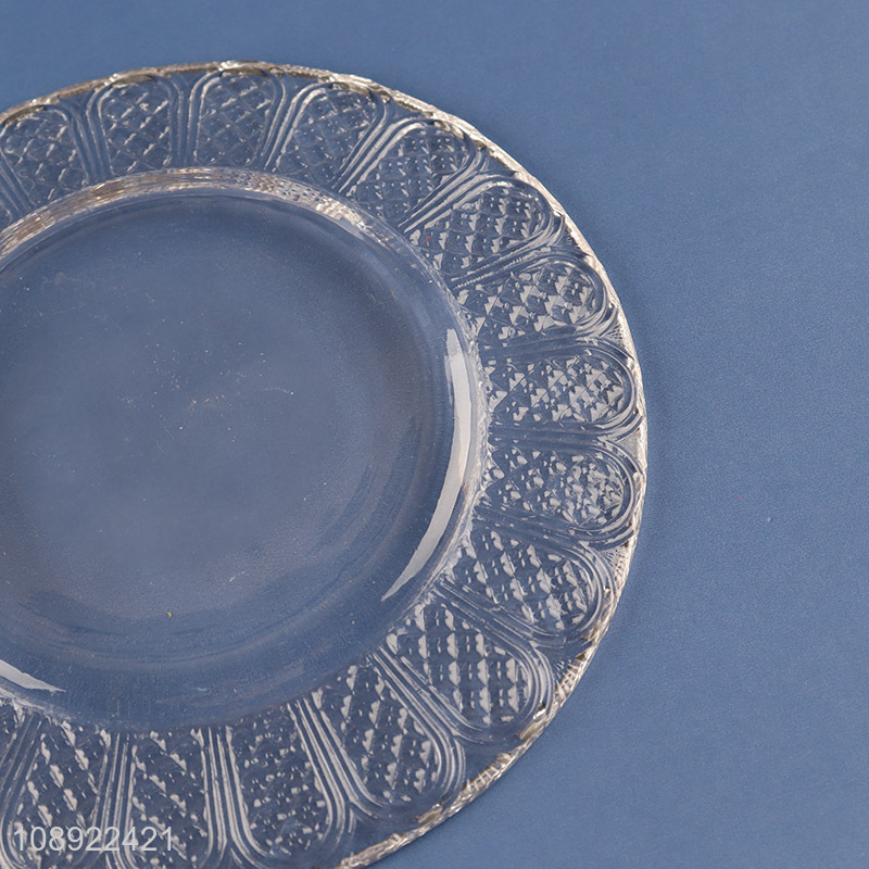 High quality round clear glass fruit plate dinner plate for sale