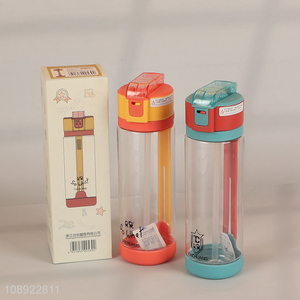 New Arrival Portable Plastic Sports Water Bottle with Flip Straw