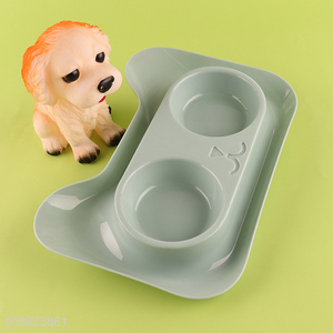 Yiwu market plastic double bowl puppy feeder bowl <em>pet</em> bowl