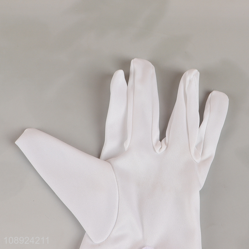 New product white polyester parade gloves ceremonial gloves with button