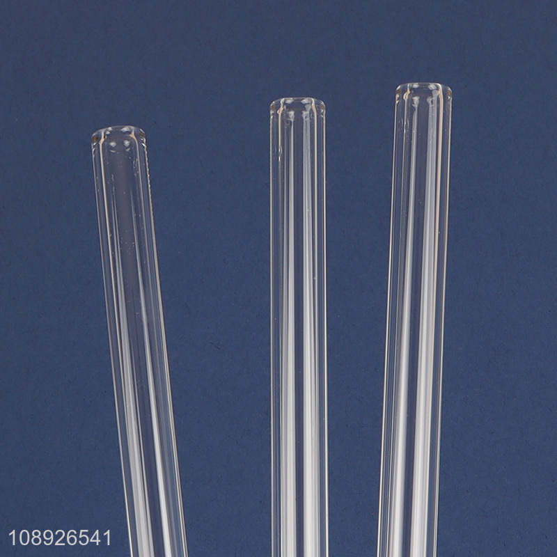 Factory Price 6+1 Reusable Glass Straws and Straw Cleaner Brush Set