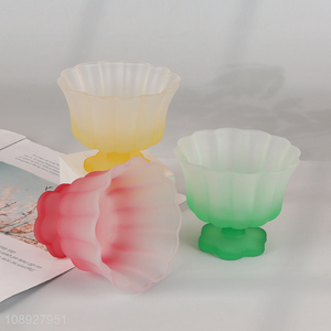 High Quality Colored Frosted Flower Pedal Style Glass Dessert Cups