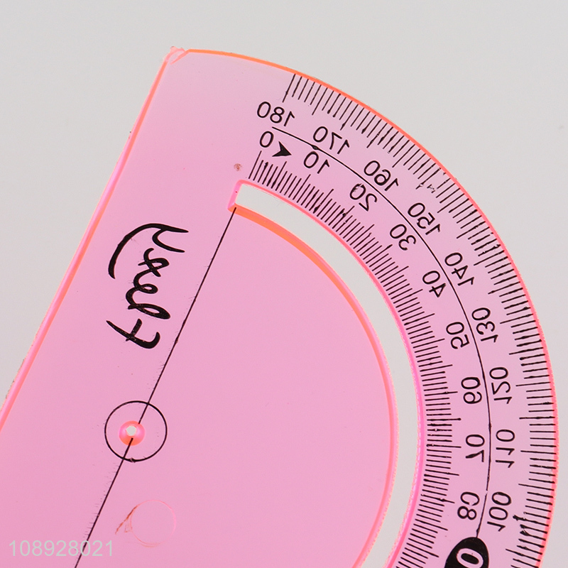 Top selling students stationery soft safety plastic protractor