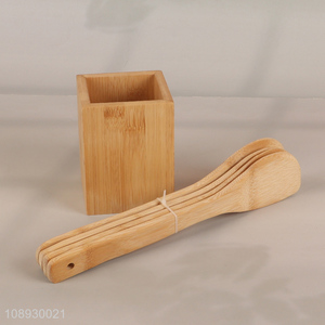 Wholesale Kitchen Utensils Set Bamboo Cooking <em>Spoon</em> Spatula with Holder