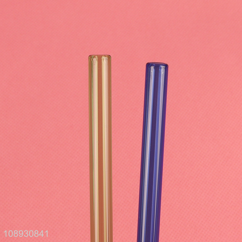 High Quality 6+1 Colorful Bent Glass Straws for Hot and Cold Drinks