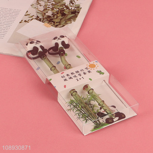 New Arrival 2PCS Bamboo Shaped Glass Straws with Panda <em>Straw</em> Cover