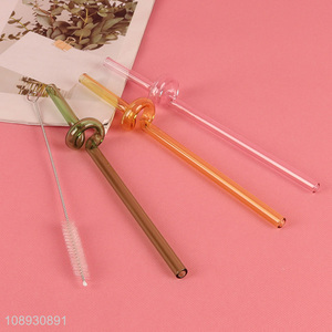 New Product 3+1 Colorful Twisty Glass Straws for Coffee Beverages