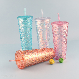 China products multicolor plastic light up water cup with lid and <em>straw</em>