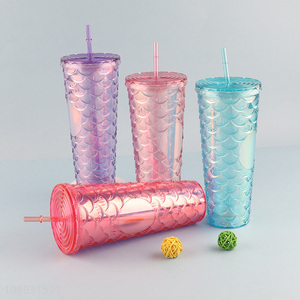 Top selling plastic <em>straw</em> cup water cup with light