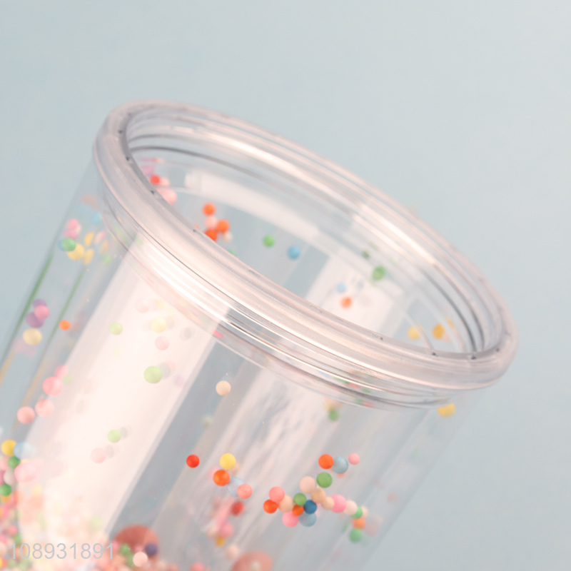 Online wholesale cartoon cute plastic straw water cup drinking cup with lid