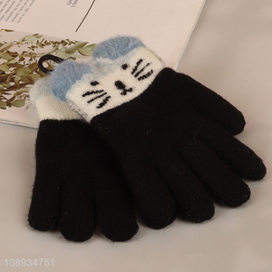 Online wholesale kids winter gloves cute stretchy knit gloves