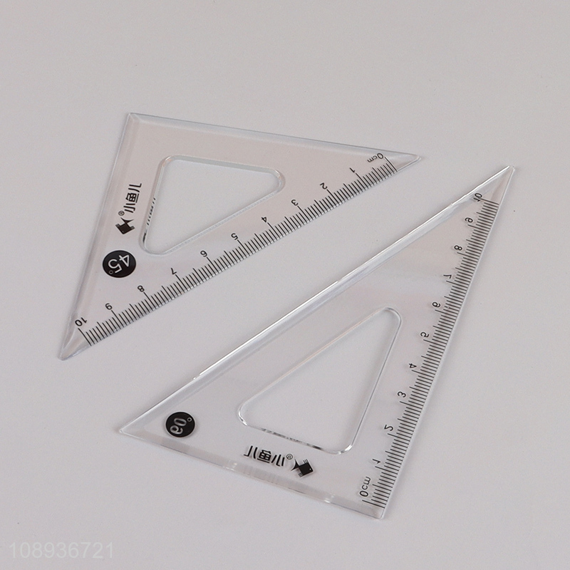 Hot Selling 4 Pieces Plastic Ruler Math Set School Geometry Set