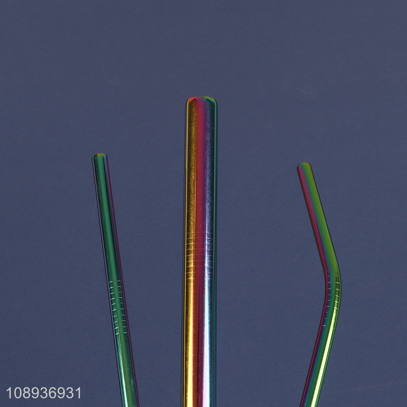 High Quality 3+1 Colored Stainless Steel Straws for Hot and Cold Drinks