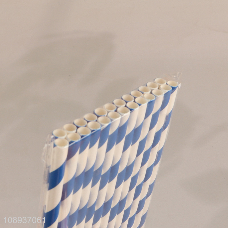 Hot Selling 25PCS Striped Paper Straws Biodegradable Disposable Straws