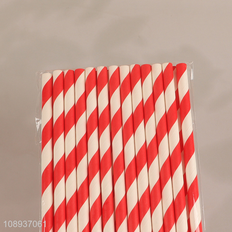 Hot Selling 25PCS Striped Paper Straws Biodegradable Disposable Straws