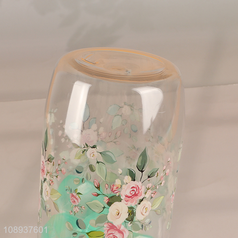 New Product Floral Print Plastic Water Pitcher with Lid & 8 Ice Cubes