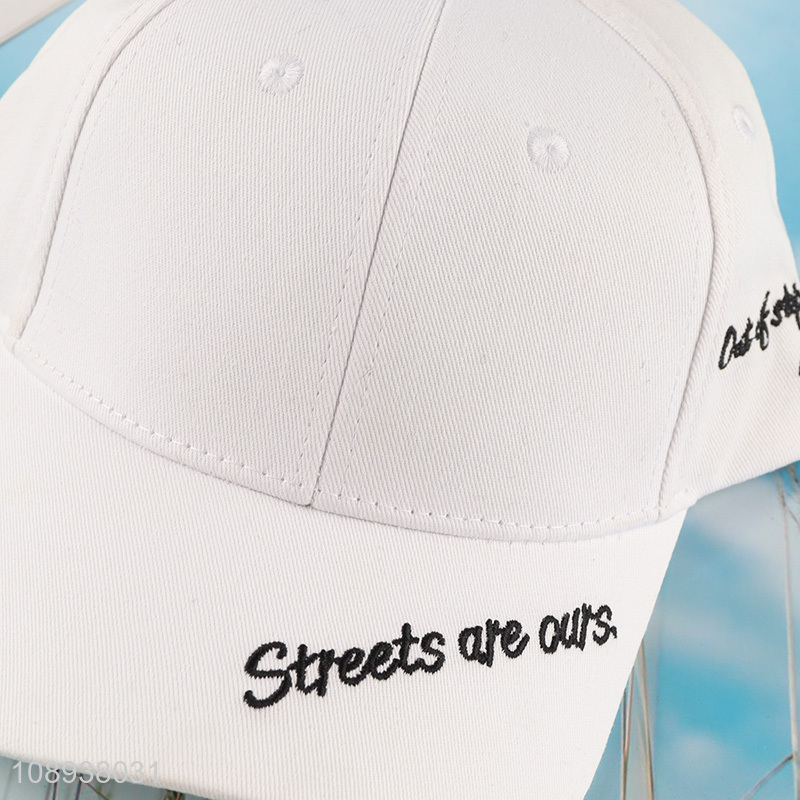 Factory supply white simple adjustable casual peaked cap