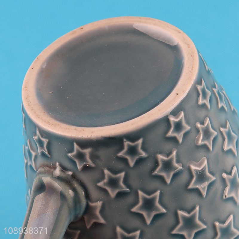 China supplier star pattern ceramic water cup with handle