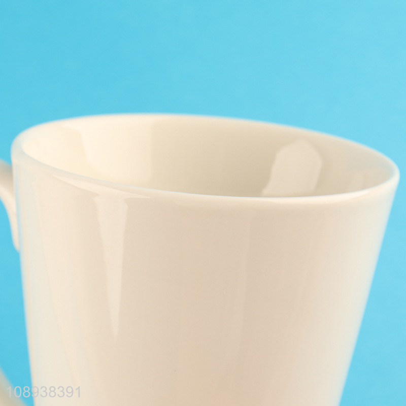 China wholesale white ceramic water cup drinking cup with handle