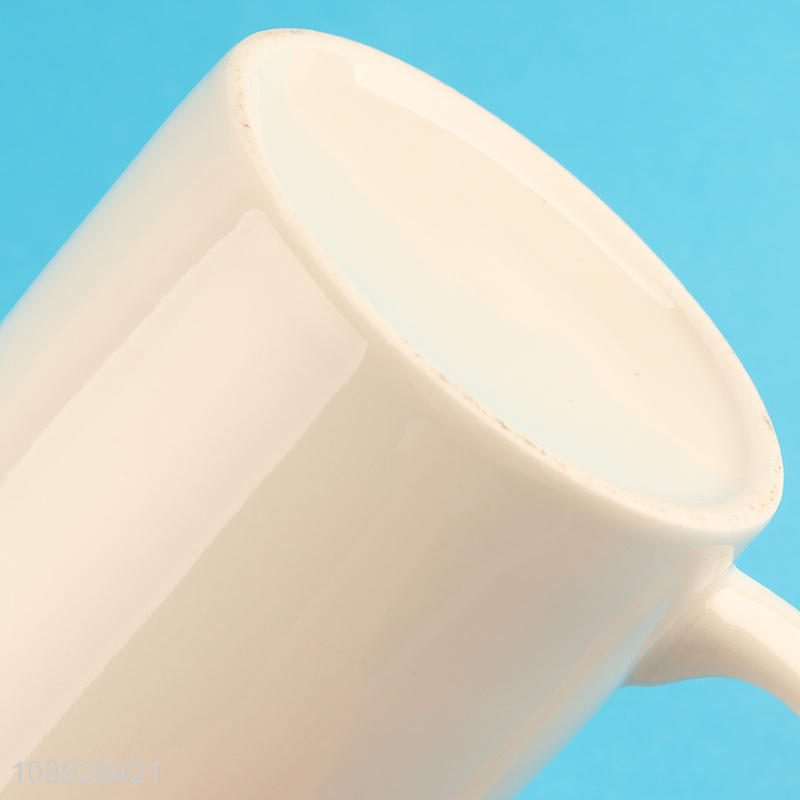 Popular products white ceramic water cup water mug with handle