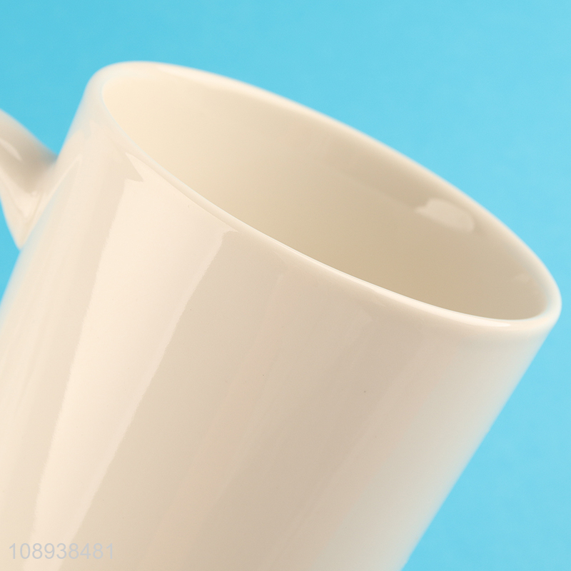 Top quality white ceramic water cup drinking cup with handle