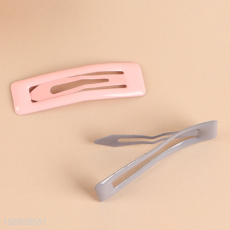 New Arrival 10PCS Rectangular Candy Colored Metal Snap Hair Clips