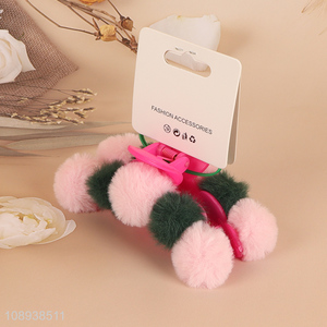 New Product Cute Pompom Hair Claw Clips Fluffy Hair Jaw Clips