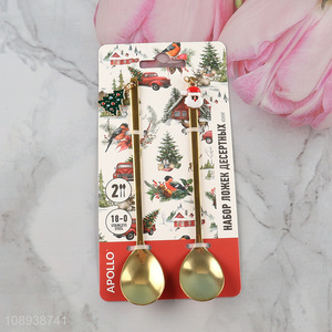 Top selling 2pcs christmas series stainless steel <em>spoon</em> set