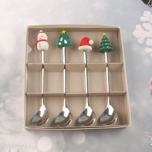 Yiwu market 4pcs stainless steel home restaurant christmas <em>spoon</em>