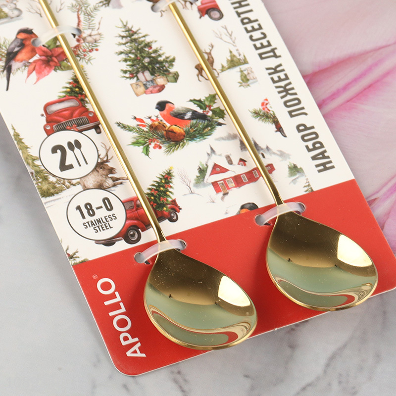 Factory price christmas series 2pcs stainless steel spoon